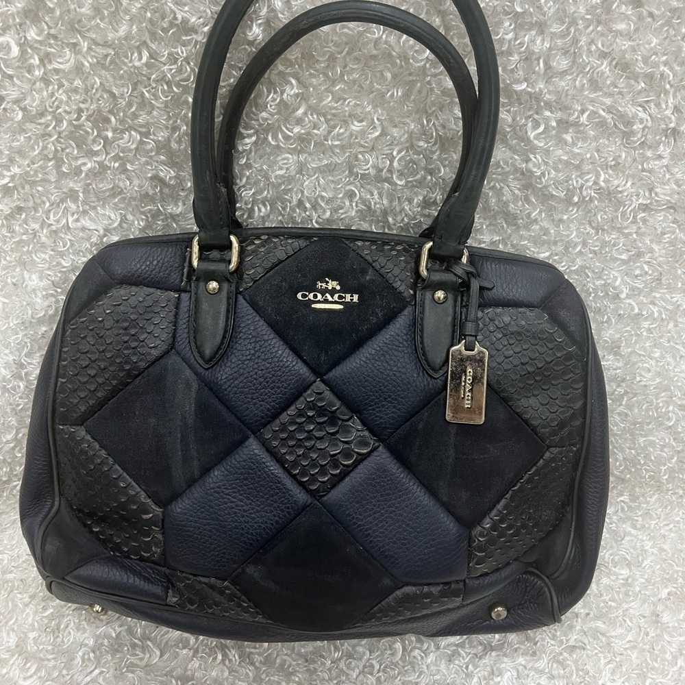 Coach Leather & Suede Patchwork EMPIRE Carryall Shoulder Bag.